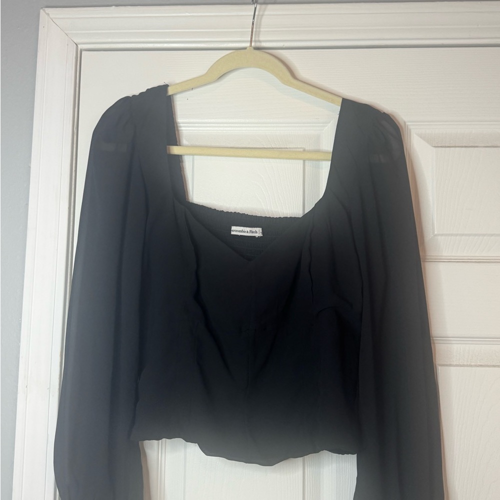 Abercrombie & Fitch Black Blouse with Square Neckline